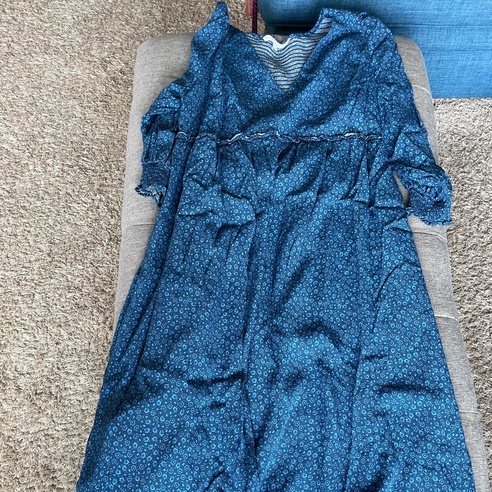 Large blue floral maternity dress
